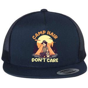 Camp Hair Dont Care Design Gift Flat Bill Trucker Hat