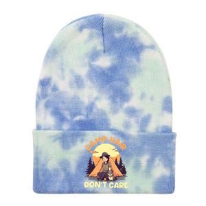 Camp Hair Dont Care Design Gift Tie Dye 12in Knit Beanie