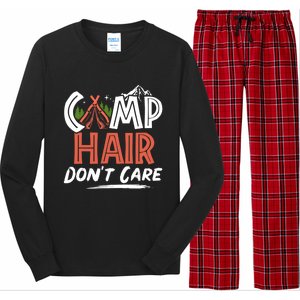 Camp Hair Dont Care Funny Camping Camper Gift Long Sleeve Pajama Set