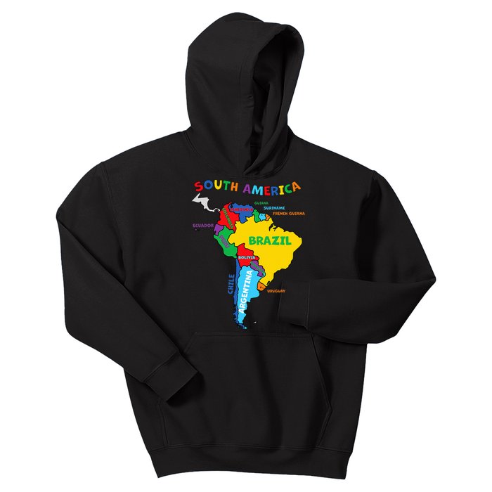 Colorful Hand Drawn Illustrated Map Of South America Kids Hoodie