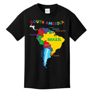 Colorful Hand Drawn Illustrated Map Of South America Kids T-Shirt