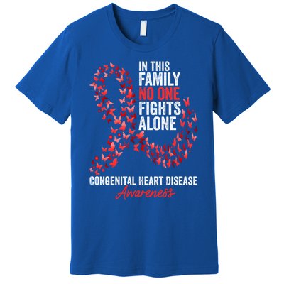 Congenital Heart Disease Awareness Month Red Ribbon Gift Premium T-Shirt