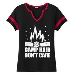 Camp Hair Dont Care Funny Camping Gift Meaningful Gift Ladies Halftime Notch Neck Tee