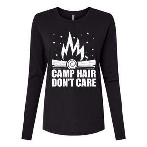 Camp Hair Dont Care Funny Camping Gift Meaningful Gift Womens Cotton Relaxed Long Sleeve T-Shirt