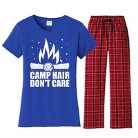 Camp Hair Dont Care Funny Camping Gift Meaningful Gift Women's Flannel Pajama Set