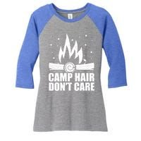 Camp Hair Dont Care Funny Camping Gift Meaningful Gift Women's Tri-Blend 3/4-Sleeve Raglan Shirt