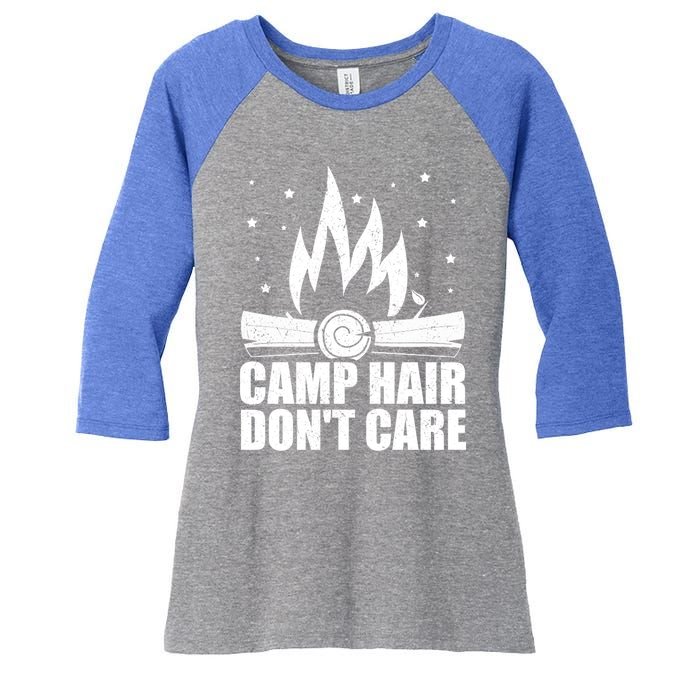 Camp Hair Dont Care Funny Camping Gift Meaningful Gift Women's Tri-Blend 3/4-Sleeve Raglan Shirt