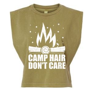 Camp Hair Dont Care Funny Camping Gift Meaningful Gift Garment-Dyed Women's Muscle Tee