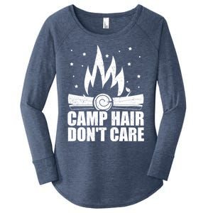 Camp Hair Dont Care Funny Camping Gift Meaningful Gift Women's Perfect Tri Tunic Long Sleeve Shirt