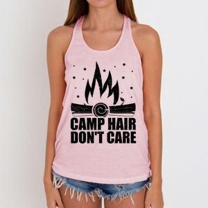 Camp Hair Dont Care Funny Camping Gift Meaningful Gift Women's Knotted Racerback Tank