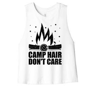 Camp Hair Dont Care Funny Camping Gift Meaningful Gift Women's Racerback Cropped Tank