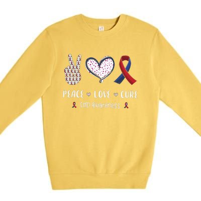 Coronary Heart Disease Ribbon Chd Awareness Month Gift Premium Crewneck Sweatshirt