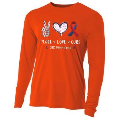 Coronary Heart Disease Ribbon Chd Awareness Month Gift Cooling Performance Long Sleeve Crew