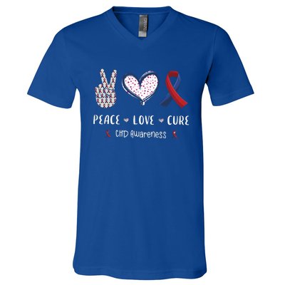 Coronary Heart Disease Ribbon Chd Awareness Month Gift V-Neck T-Shirt