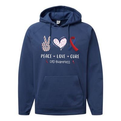 Coronary Heart Disease Ribbon Chd Awareness Month Gift Performance Fleece Hoodie