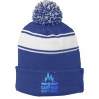 Camp Hair Dont Care Funny Camping Gift Meaningful Gift Stripe Pom Pom Beanie