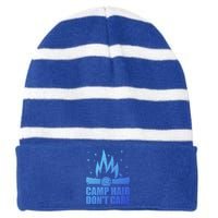 Camp Hair Dont Care Funny Camping Gift Meaningful Gift Striped Beanie with Solid Band