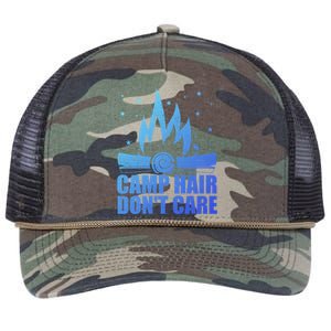 Camp Hair Dont Care Funny Camping Gift Meaningful Gift Retro Rope Trucker Hat Cap