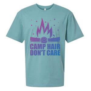 Camp Hair Dont Care Funny Camping Gift Meaningful Gift Sueded Cloud Jersey T-Shirt