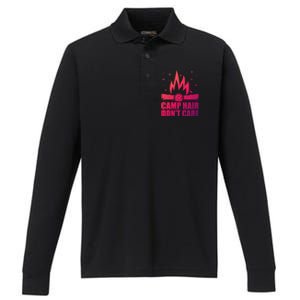 Camp Hair Dont Care Funny Camping Gift Meaningful Gift Performance Long Sleeve Polo