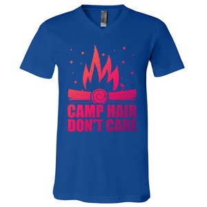 Camp Hair Dont Care Funny Camping Gift Meaningful Gift V-Neck T-Shirt