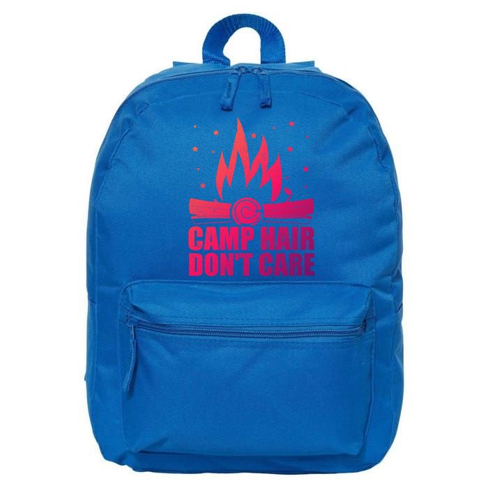 Camp Hair Dont Care Funny Camping Gift Meaningful Gift 16 in Basic Backpack