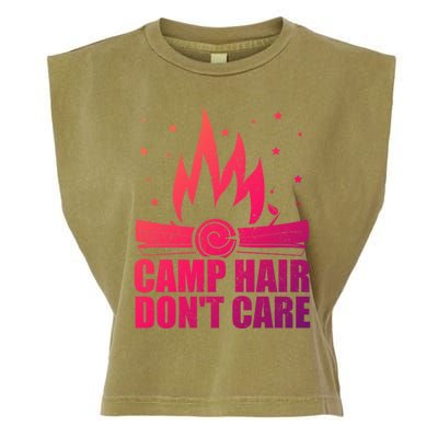 Camp Hair Dont Care Funny Camping Gift Meaningful Gift Garment-Dyed Women's Muscle Tee