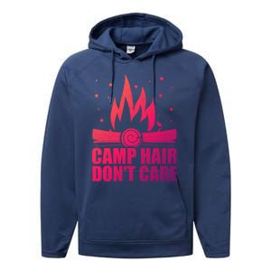 Camp Hair Dont Care Funny Camping Gift Meaningful Gift Performance Fleece Hoodie