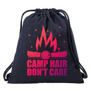 Camp Hair Dont Care Funny Camping Gift Meaningful Gift Drawstring Bag