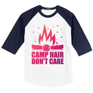 Camp Hair Dont Care Funny Camping Gift Meaningful Gift Baseball Sleeve Shirt