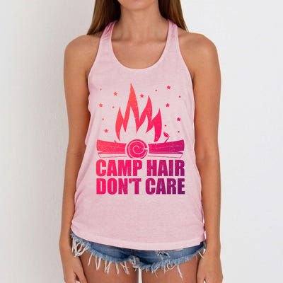 Camp Hair Dont Care Funny Camping Gift Meaningful Gift Women's Knotted Racerback Tank