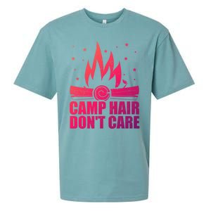 Camp Hair Dont Care Funny Camping Gift Meaningful Gift Sueded Cloud Jersey T-Shirt