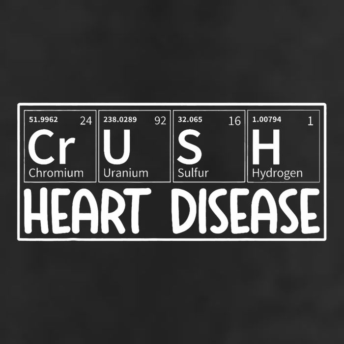 Crush Heart Disease Awareness Periodic Table Chd Awareness 7 Panel Mesh Trucker Snapback Hat