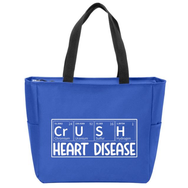 Crush Heart Disease Awareness Periodic Table Chd Awareness Zip Tote Bag