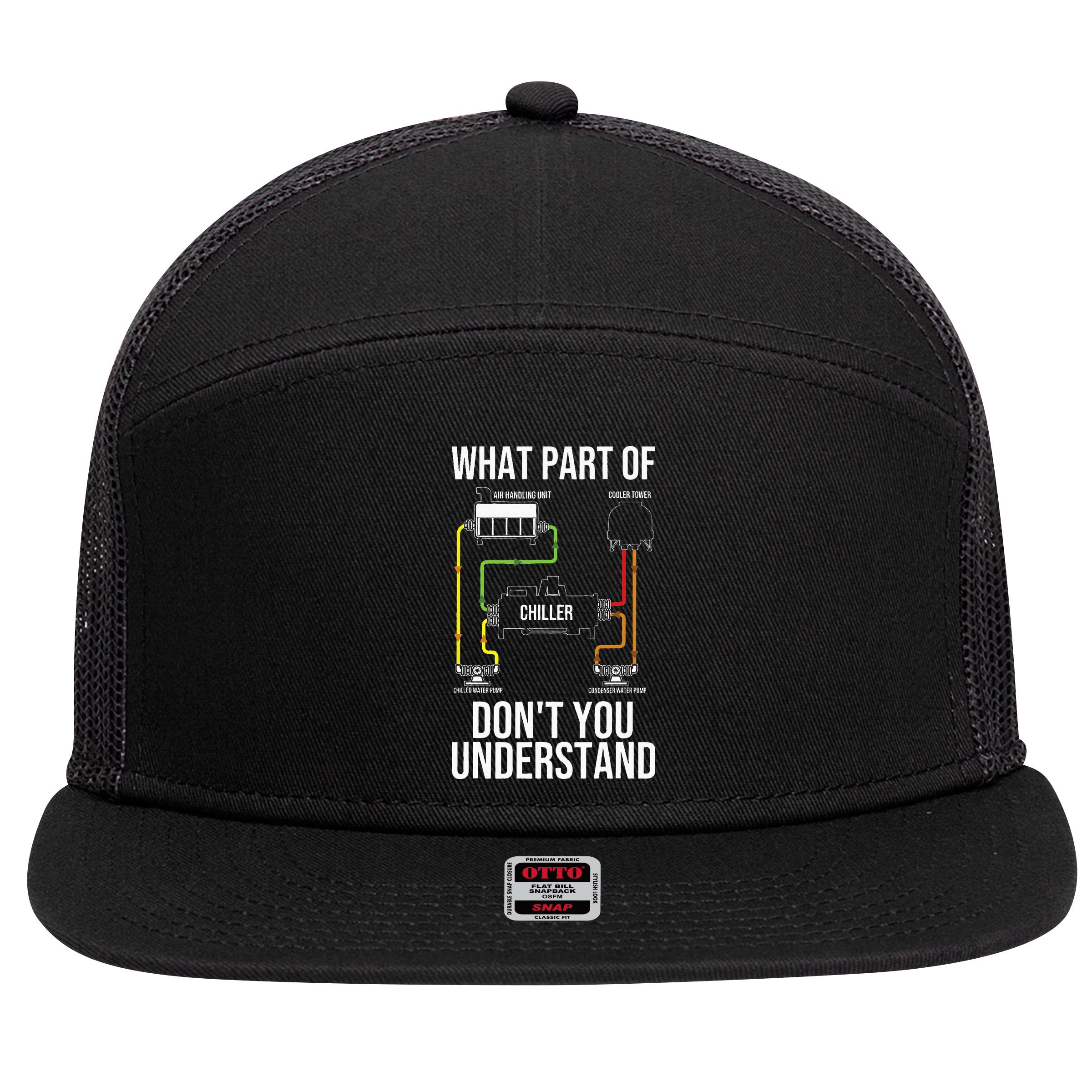 Cool HVAC Design For Air Conditioning Ventilation 7 Panel Mesh Trucker Snapback Hat