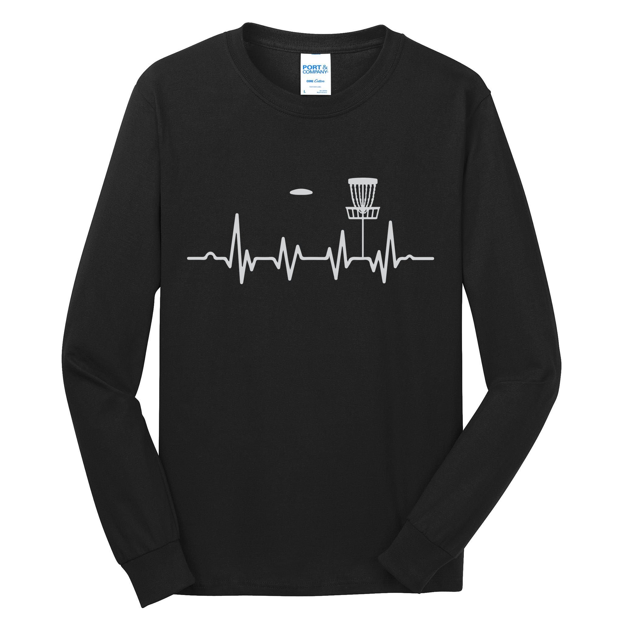 Cool Heartbeat Disc Golf Lovers With Flying Disc Golf Tall Long Sleeve T-Shirt