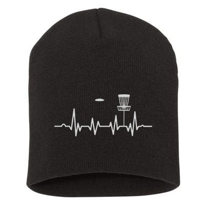 Cool Heartbeat Disc Golf Lovers With Flying Disc Golf Short Acrylic Beanie