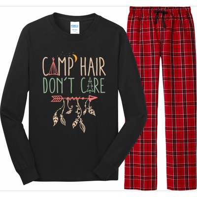 Camp Hair Dont Care Funny Camping Outdoor Camper Gift Long Sleeve Pajama Set