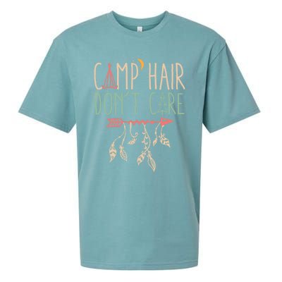 Camp Hair Dont Care Funny Camping Outdoor Camper Gift Sueded Cloud Jersey T-Shirt