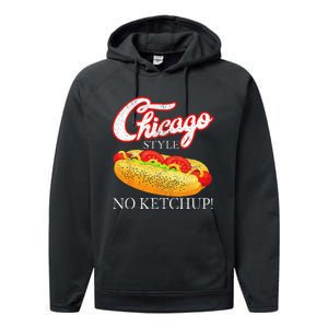 Chicago Hot Dog Summer Style 4th Of July No Ketchup Gift Performance Fleece Hoodie