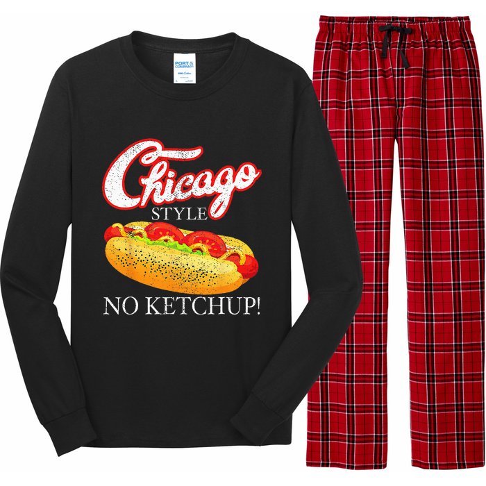 Chicago Hot Dog Summer Style 4th Of July No Ketchup Gift Long Sleeve Pajama Set