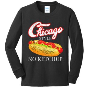 Chicago Hot Dog Summer Style 4th Of July No Ketchup Gift Kids Long Sleeve Shirt