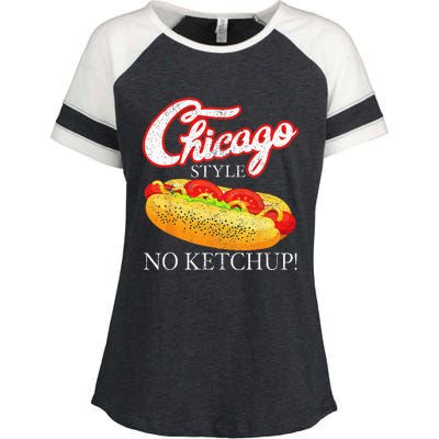 Chicago Hot Dog Summer Style 4th Of July No Ketchup Gift Enza Ladies Jersey Colorblock Tee