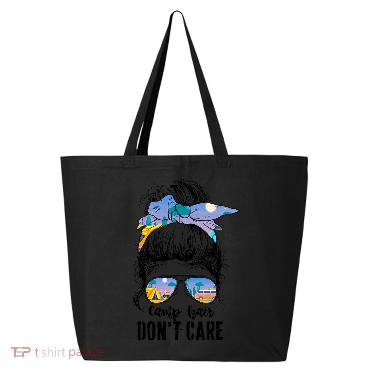 Camp Hair Don_t Care Womens Camper Camping Messy Bun Hair 25L Jumbo Tote