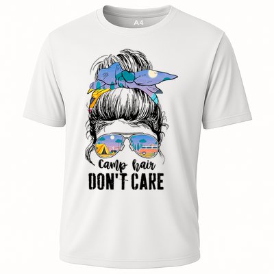 Camp Hair Don_t Care Womens Camper Camping Messy Bun Hair Performance Shirt