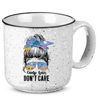 Camp Hair Don_t Care Womens Camper Camping Messy Bun Hair 15oz Campfire Ceramic Mug