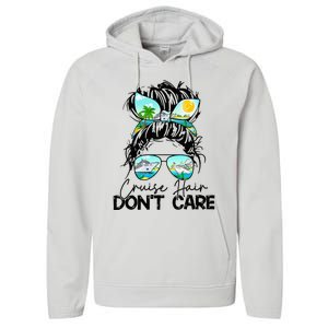 Cruise Hair Don't Care Messy Bun Ship Cruising Trip Performance Fleece Hoodie