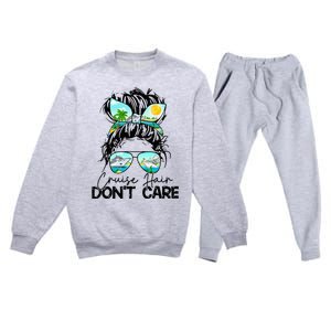 Cruise Hair Don't Care Messy Bun Ship Cruising Trip Premium Crewneck Sweatsuit Set