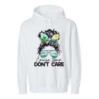 Cruise Hair Don't Care Messy Bun Ship Cruising Trip Garment-Dyed Fleece Hoodie