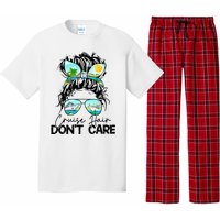 Cruise Hair Don't Care Messy Bun Ship Cruising Trip Pajama Set